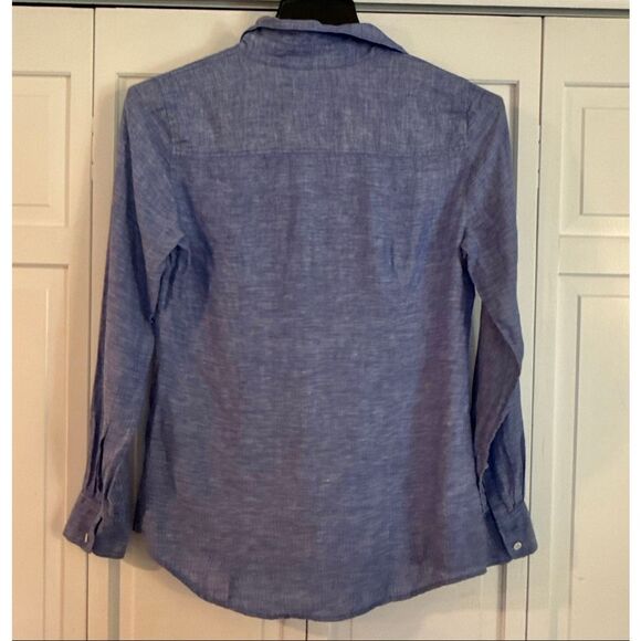 J.Crew perfect fit Irish linen blue button down size 6 - Picture 10 of 10